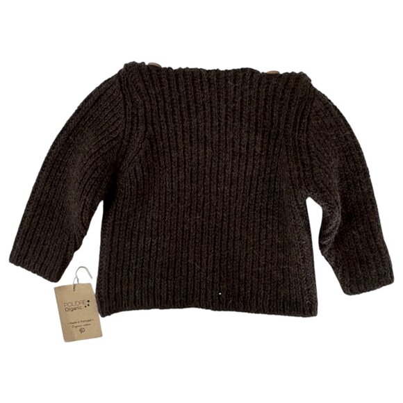POUDRE ORGANIC - BABY KNITTED SWEATER - WOOL&ALPAGA- BROWN - 9M - NEW NO TAG - Picture 2 of 5